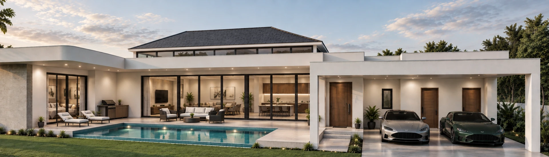 The Vista Hua Hin single-storey V1 villa with pool and double carport