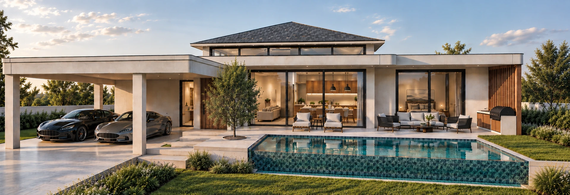 V2 residence garden, pool and terrace