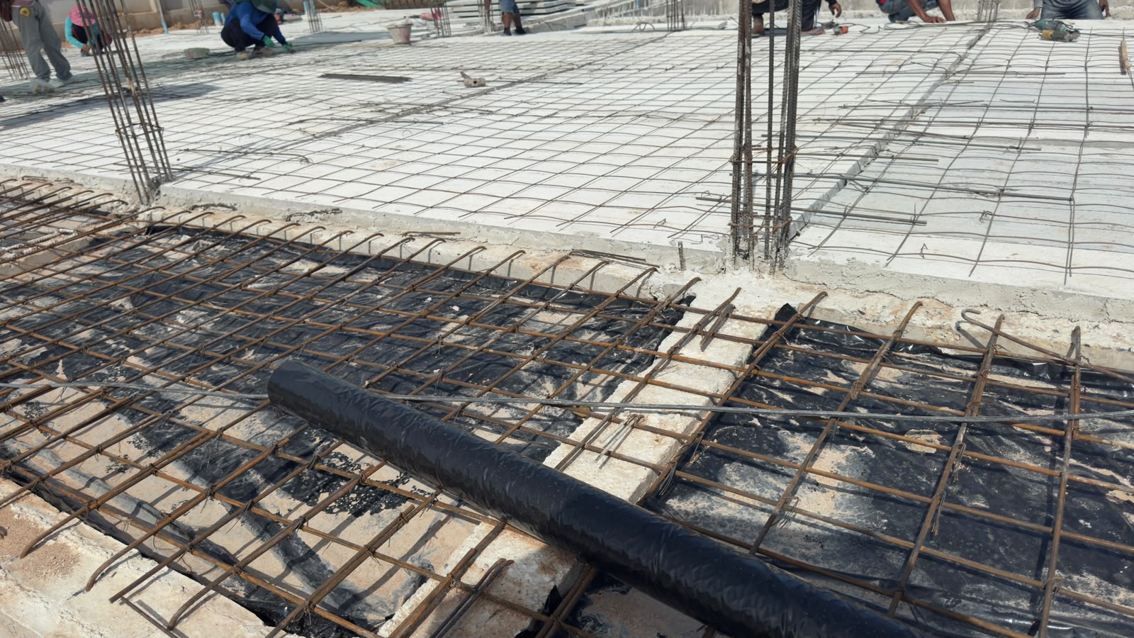 Concrete reinforcement detail during construction at The Vista Hua Hin.